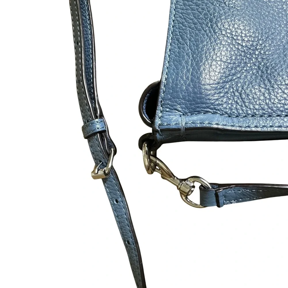 Rebecca Minkoff Purse Blue Pebbled Leather Crossbody‎ Bag Silver